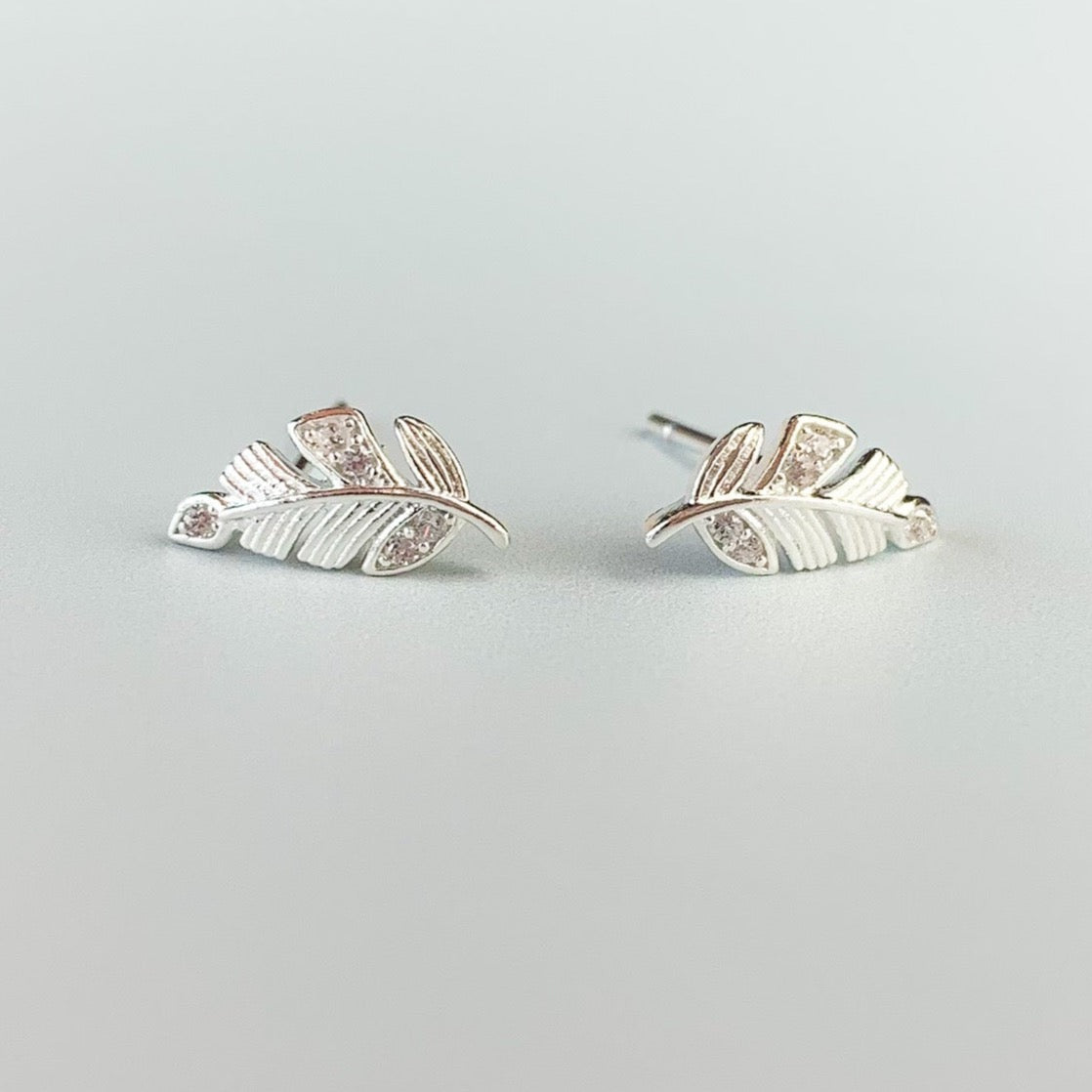 Crystal Detail Feather Stud Earrings