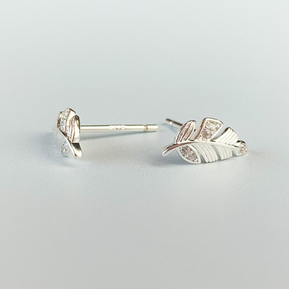 Crystal Detail Feather Stud Earrings