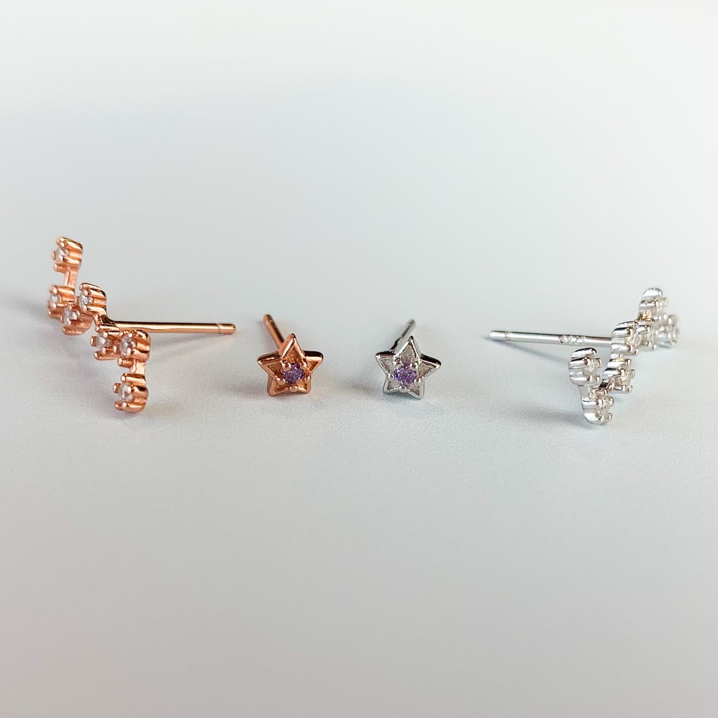 Asymmetrical Star Stud and Ear Climber Earrings