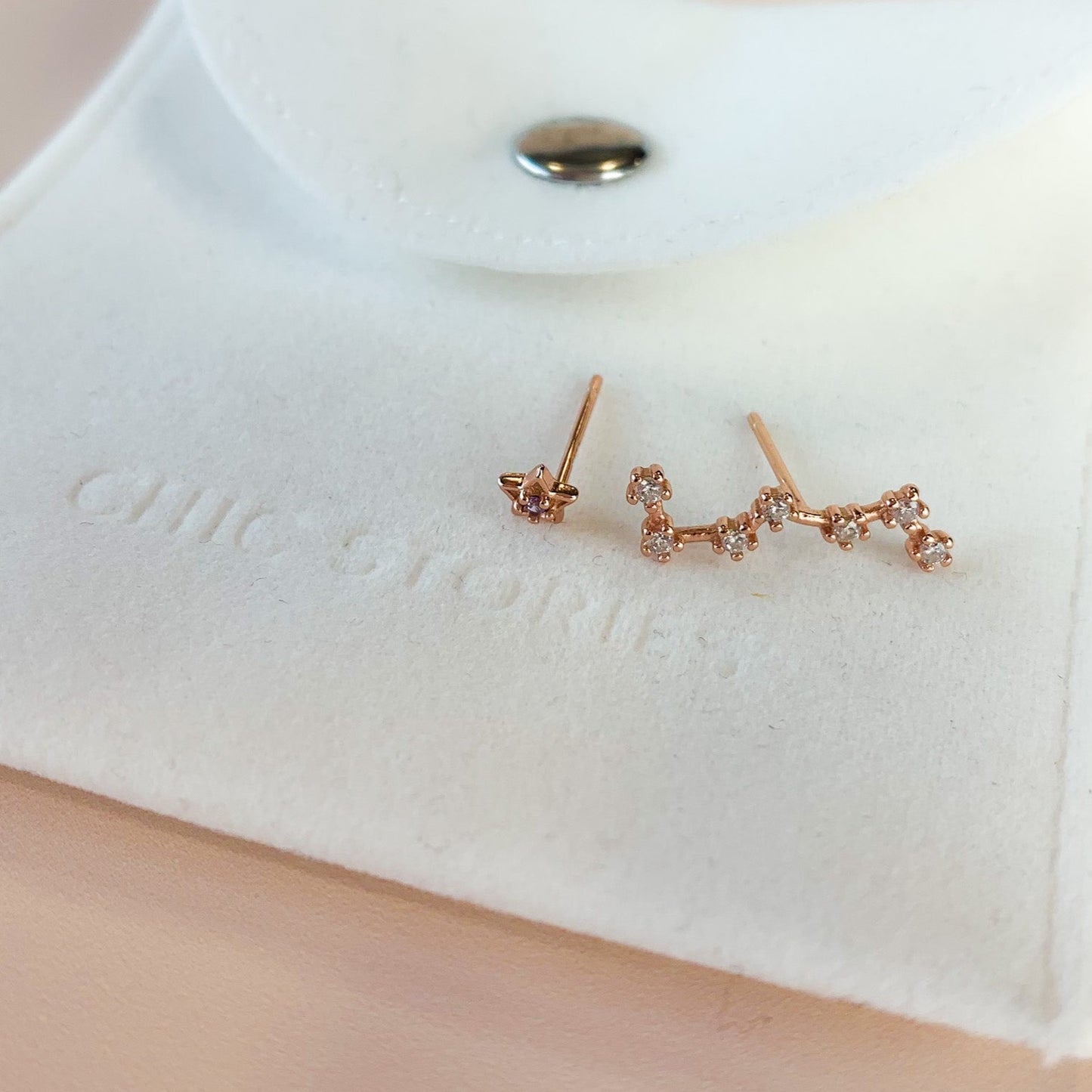 Asymmetrical Star Stud and Ear Climber Earrings