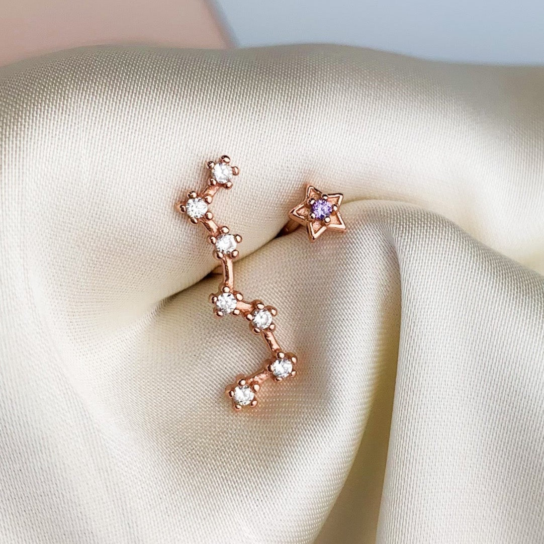 Asymmetrical Star Stud and Ear Climber Earrings
