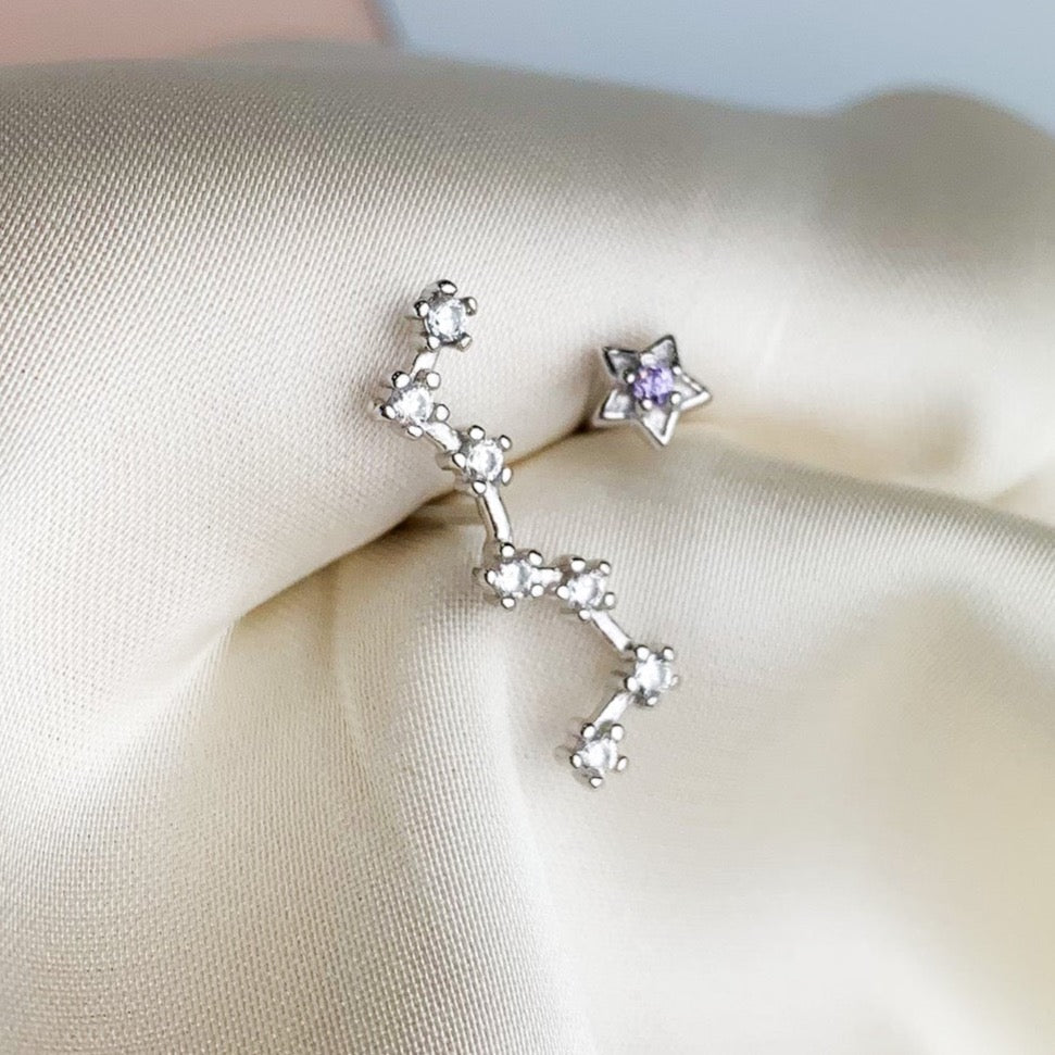 Asymmetrical Star Stud and Ear Climber Earrings