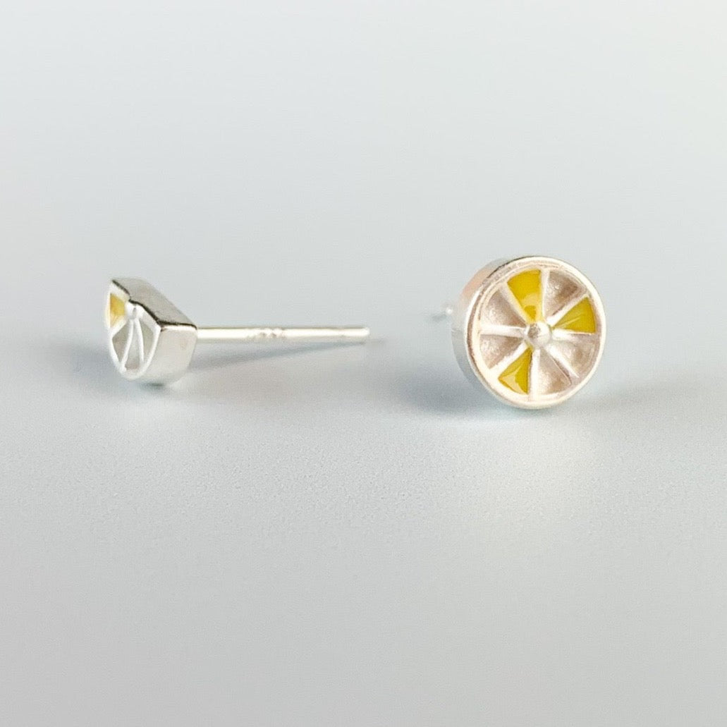 Asymmetrical Lemon Slice Stud Earrings