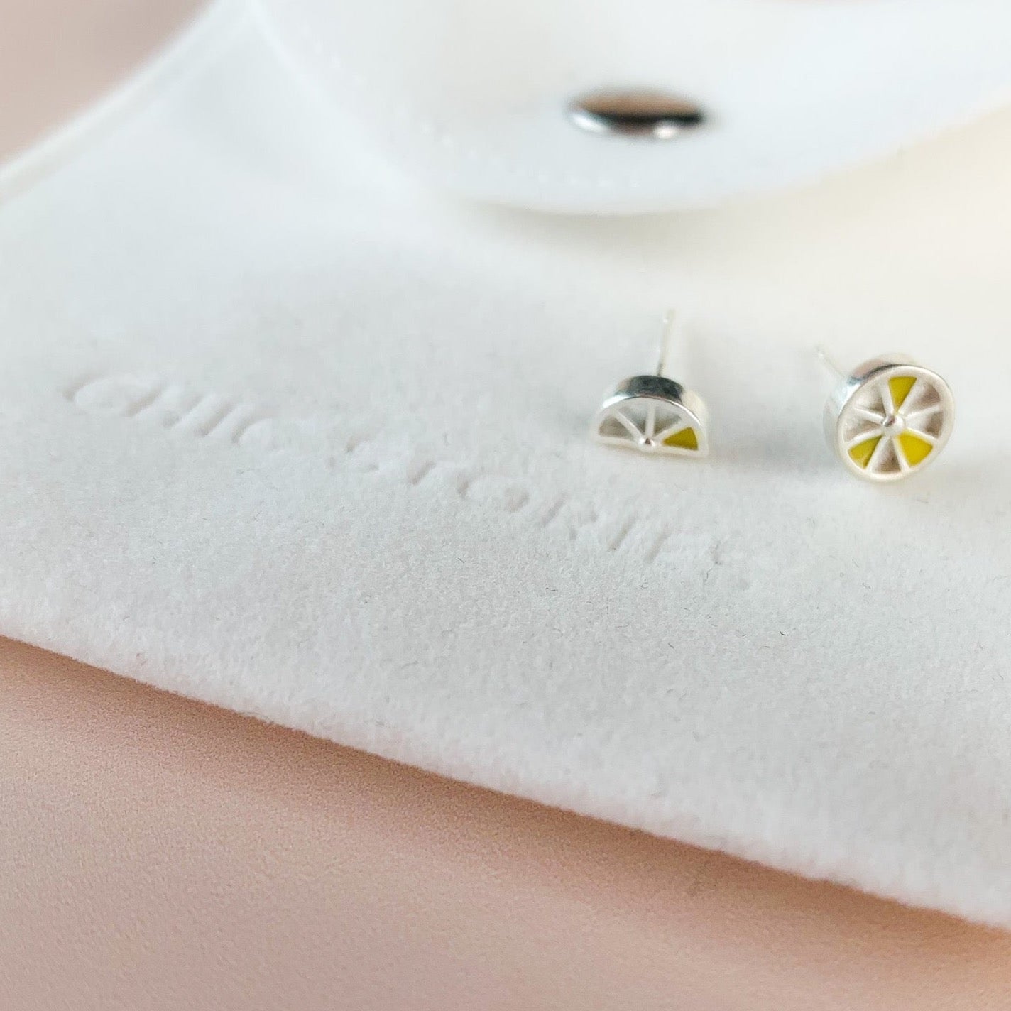 Asymmetrical Lemon Slice Stud Earrings