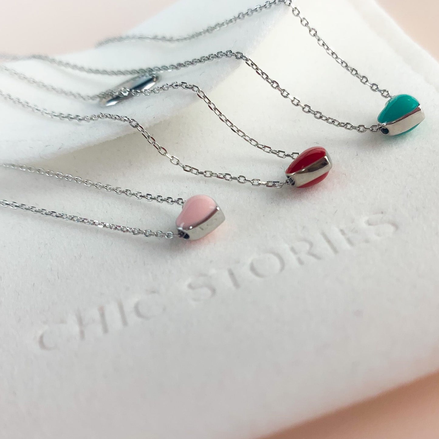 Red, Pink or Green Heart Necklace