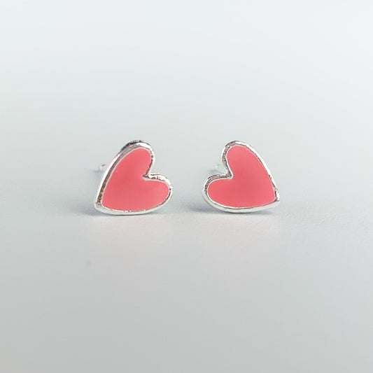 Pink Heart Stud Earrings