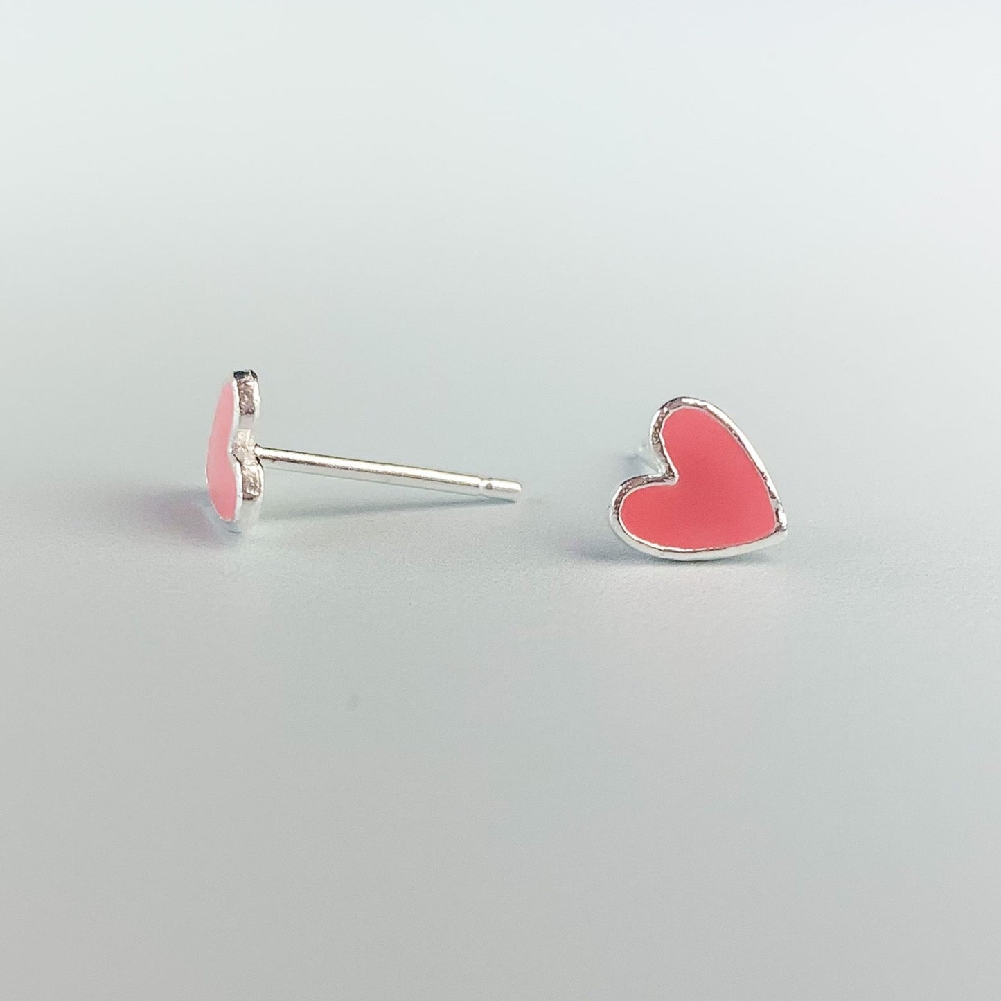 Pink Heart Stud Earrings