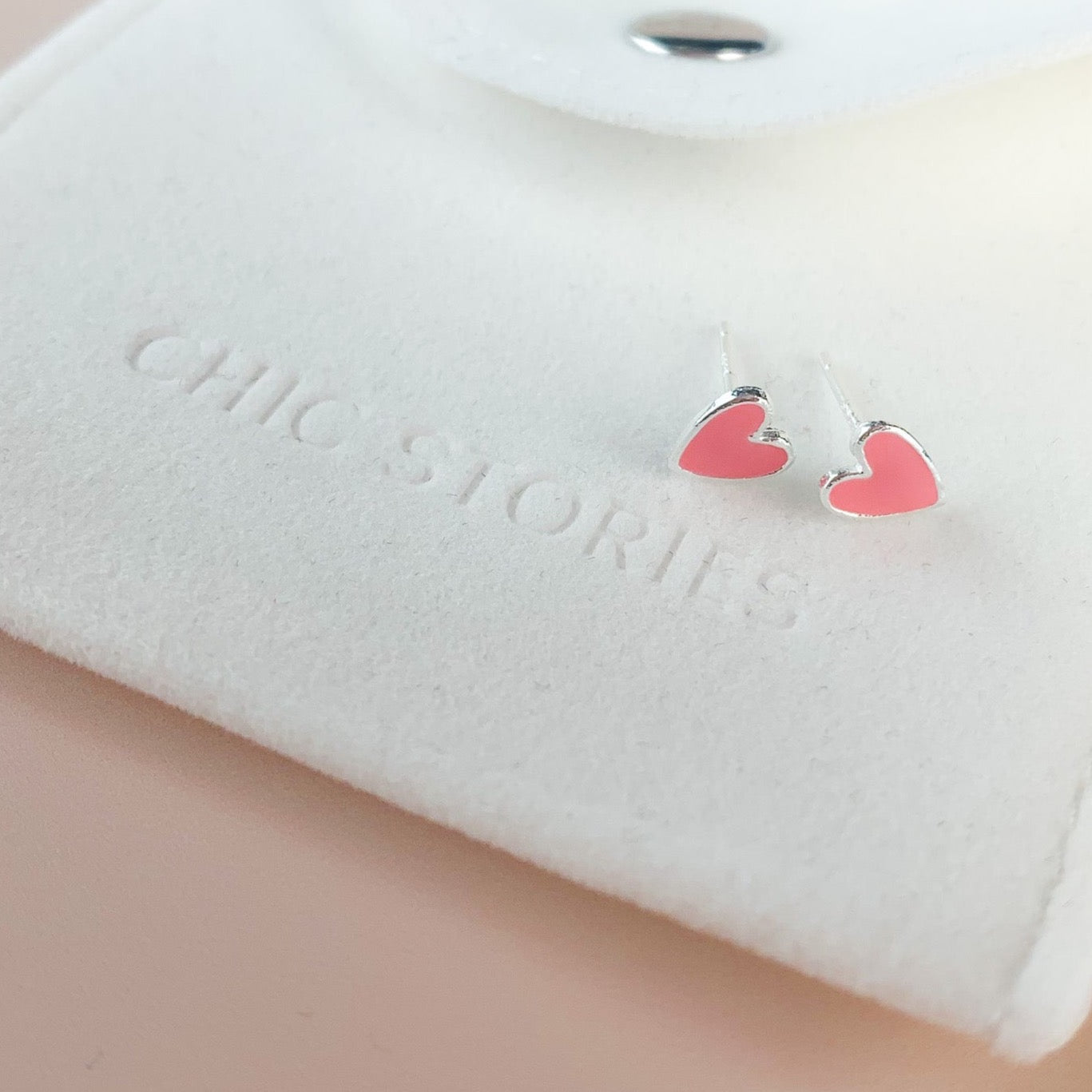 Pink Heart Stud Earrings