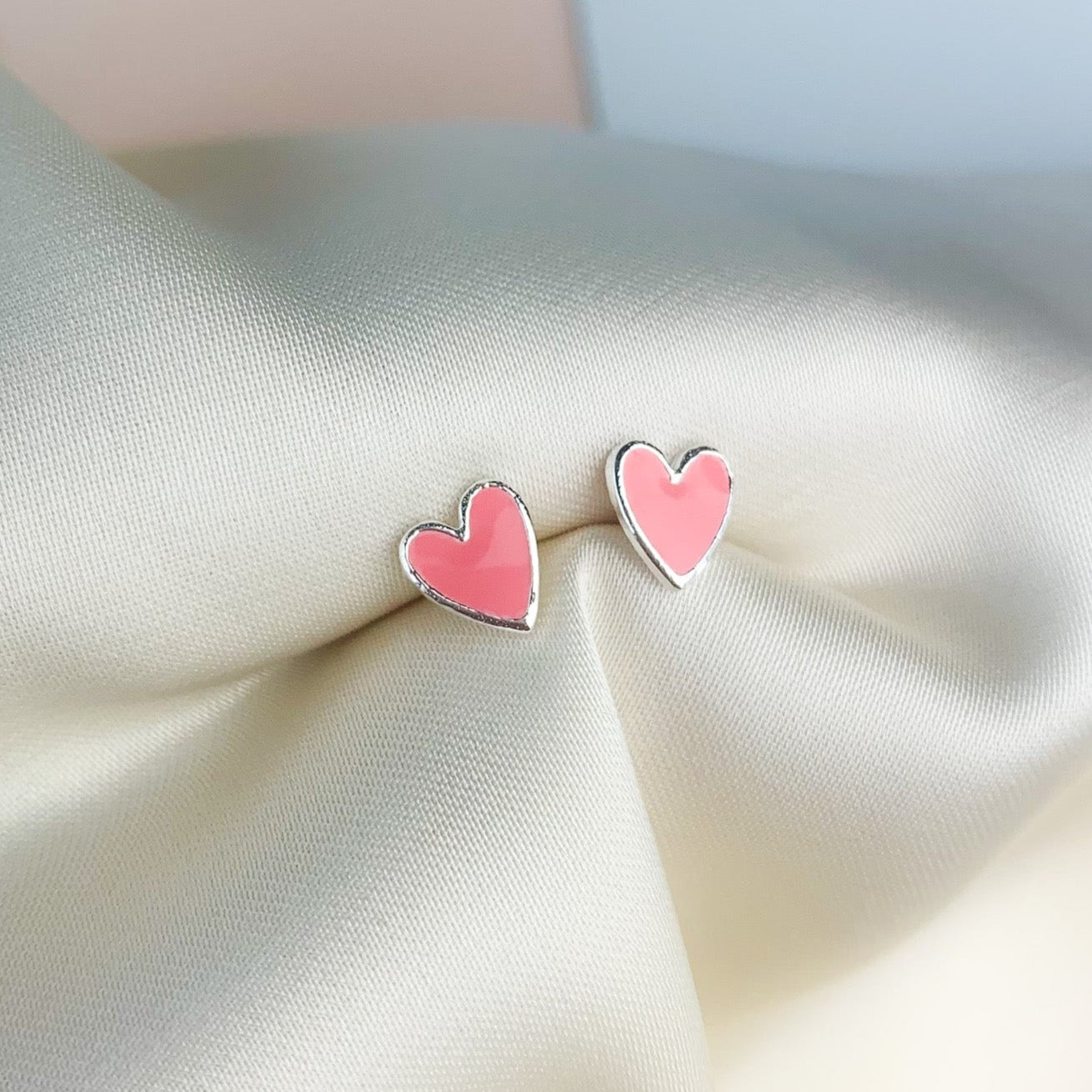 Pink Heart Stud Earrings