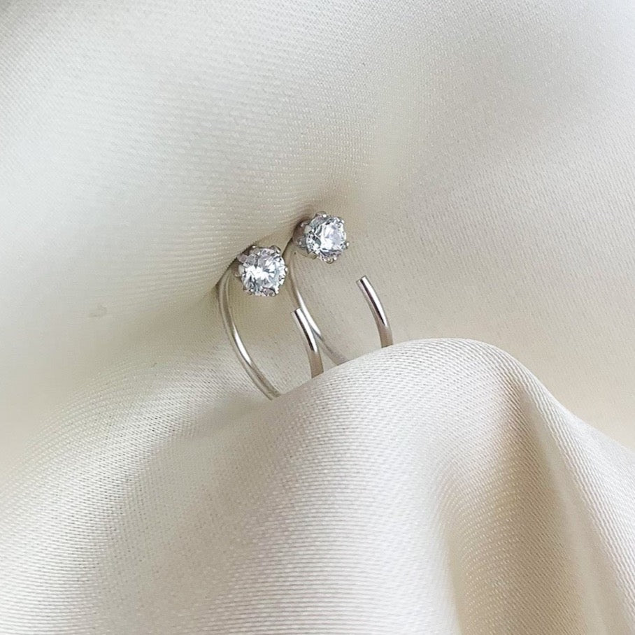 Crystal Huggie Ear Jacket Earrings
