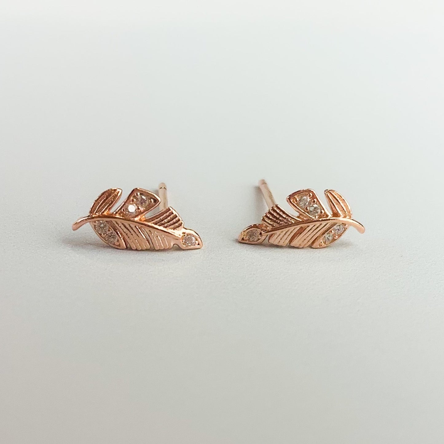 Crystal Detail Feather Stud Earrings