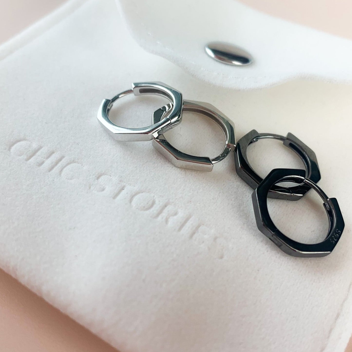 Geometric Huggie Hoop Earrings