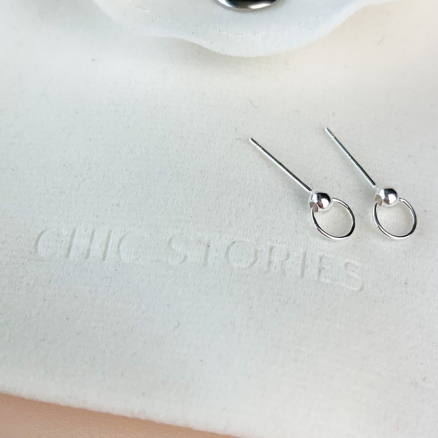 Tiny Circle Drop Stud Earrings