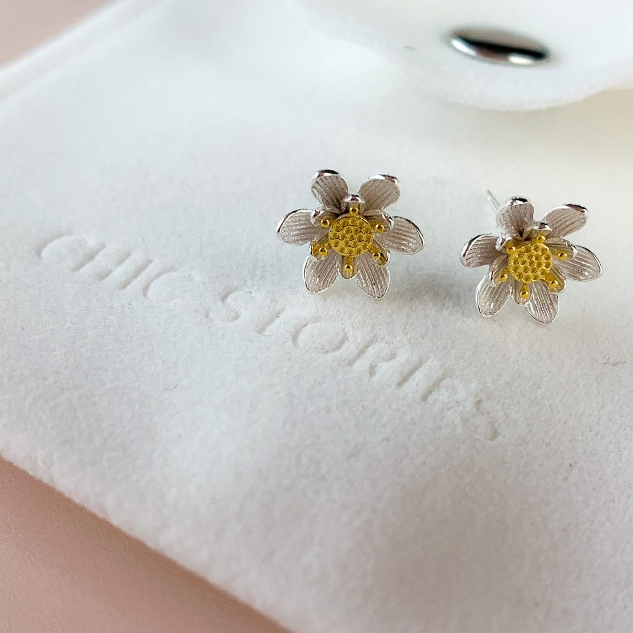 Magnolia Flower Stud Earrings