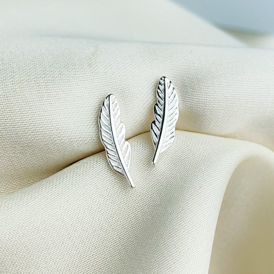 Tiny Feather Stud Earrings