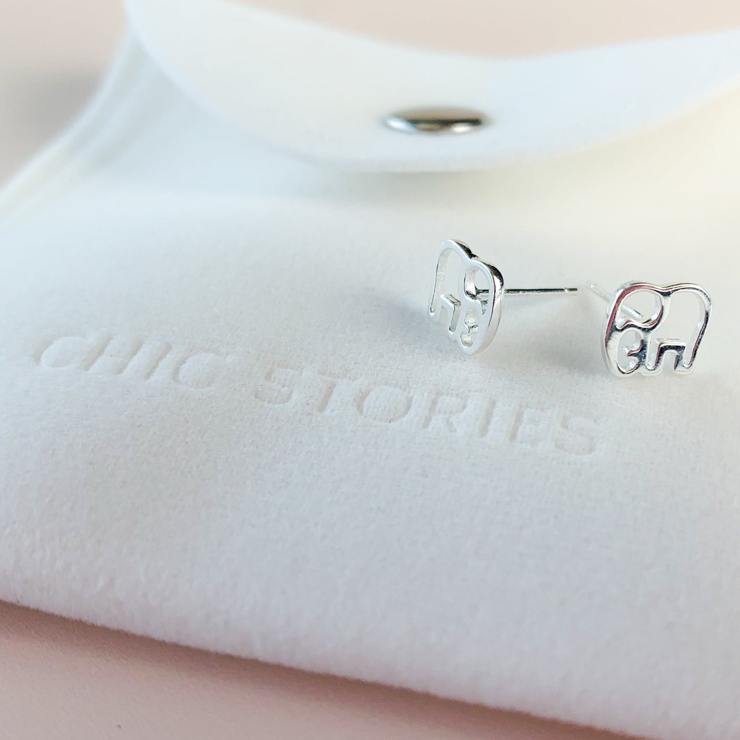 Elephant Outline Stud Earrings