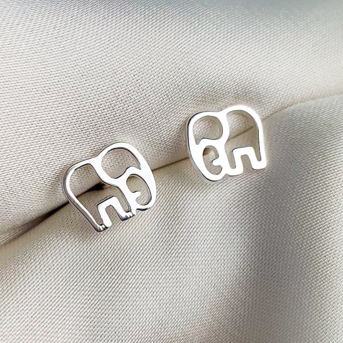 Elephant Outline Stud Earrings