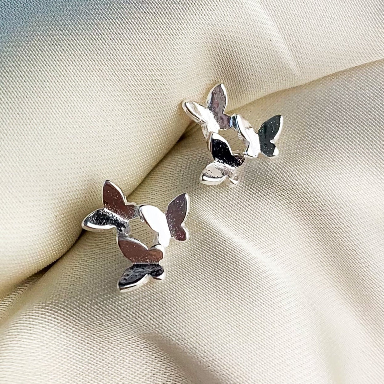 Three Butterfly Stud Earrings