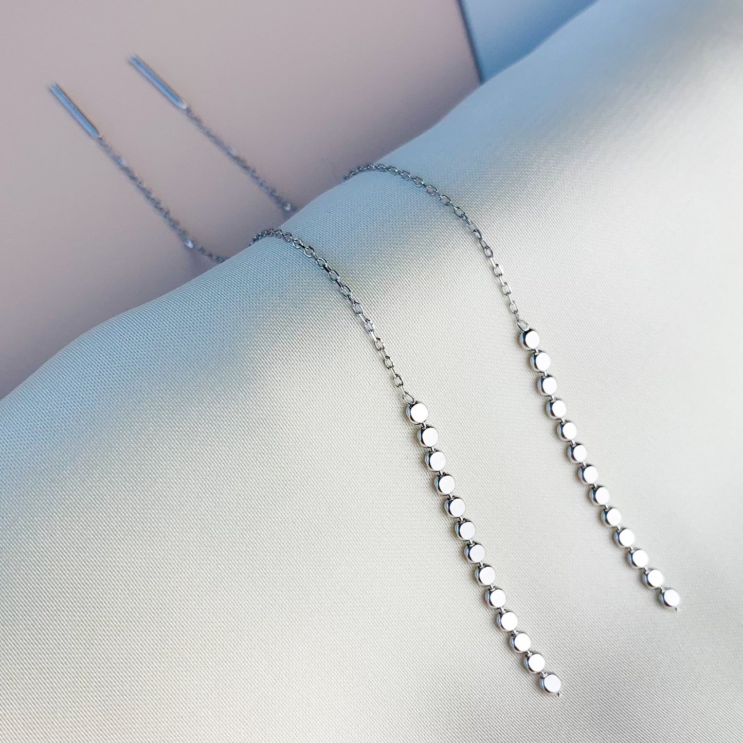 Circle Chain Dangle Threader Earrings