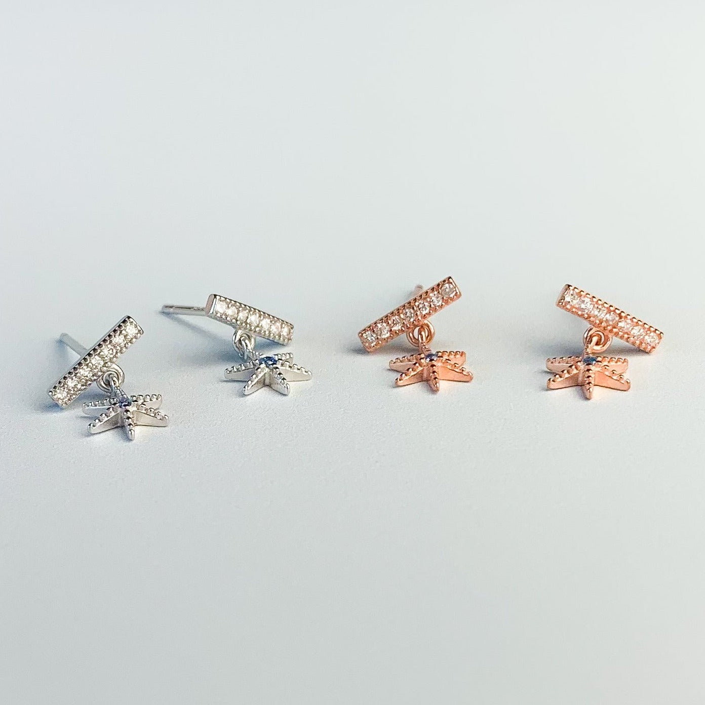 Sparkly Star Dangle Stud Earrings