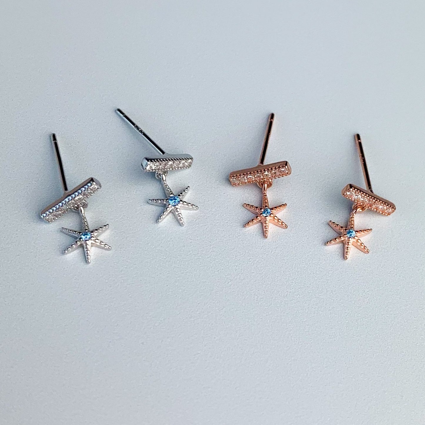 Sparkly Star Dangle Stud Earrings