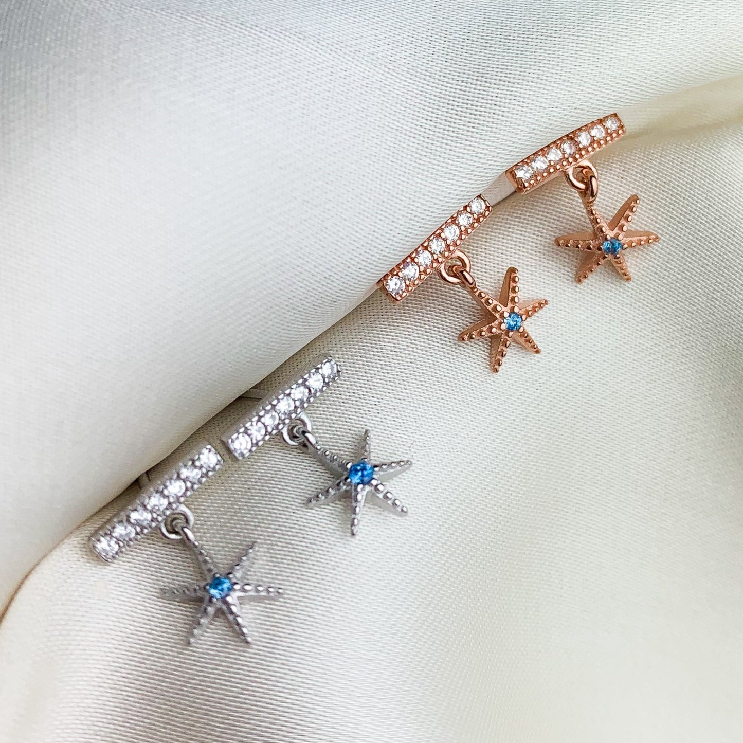 Sparkly Star Dangle Stud Earrings