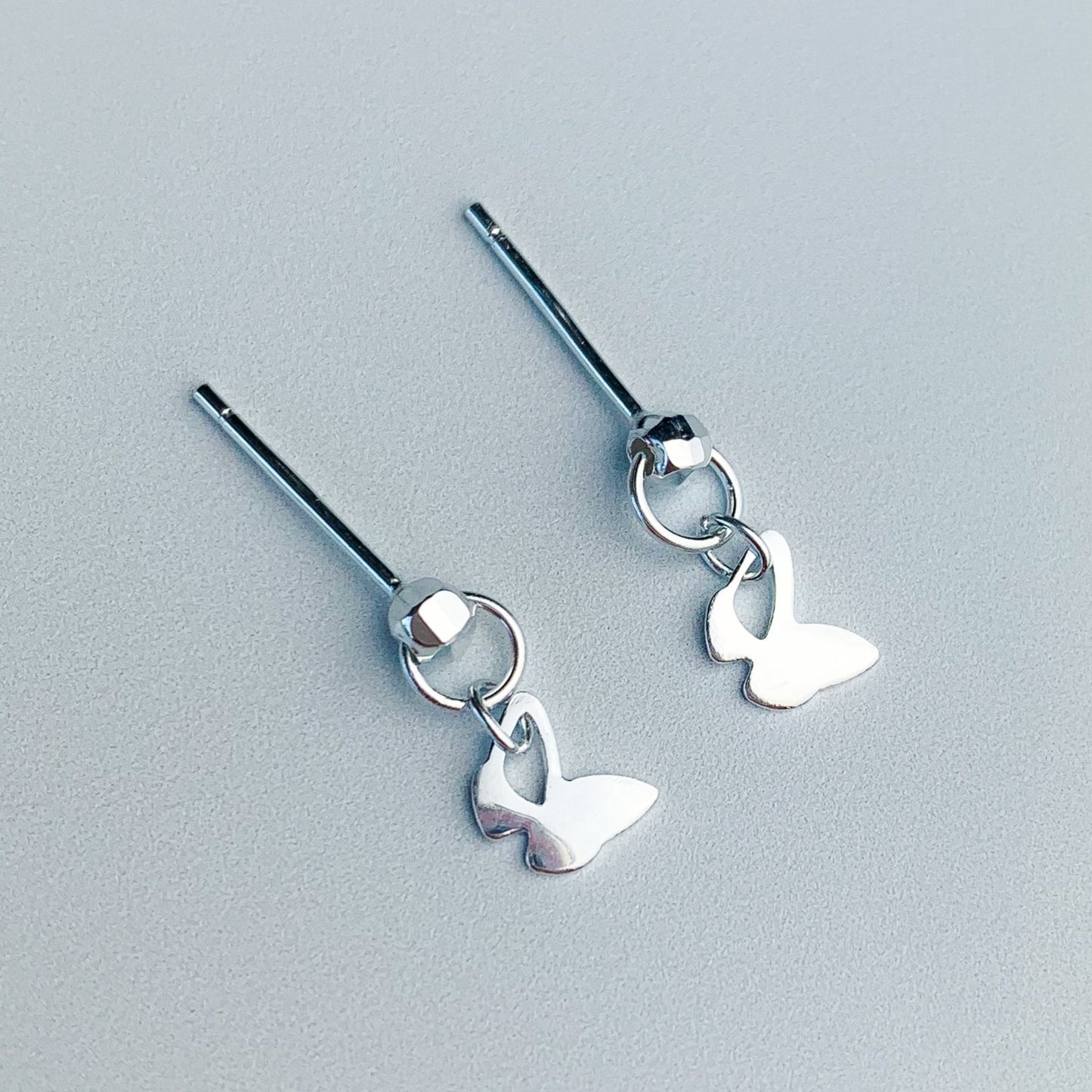 Love Engraved Butterfly Dangle Stud Earrings
