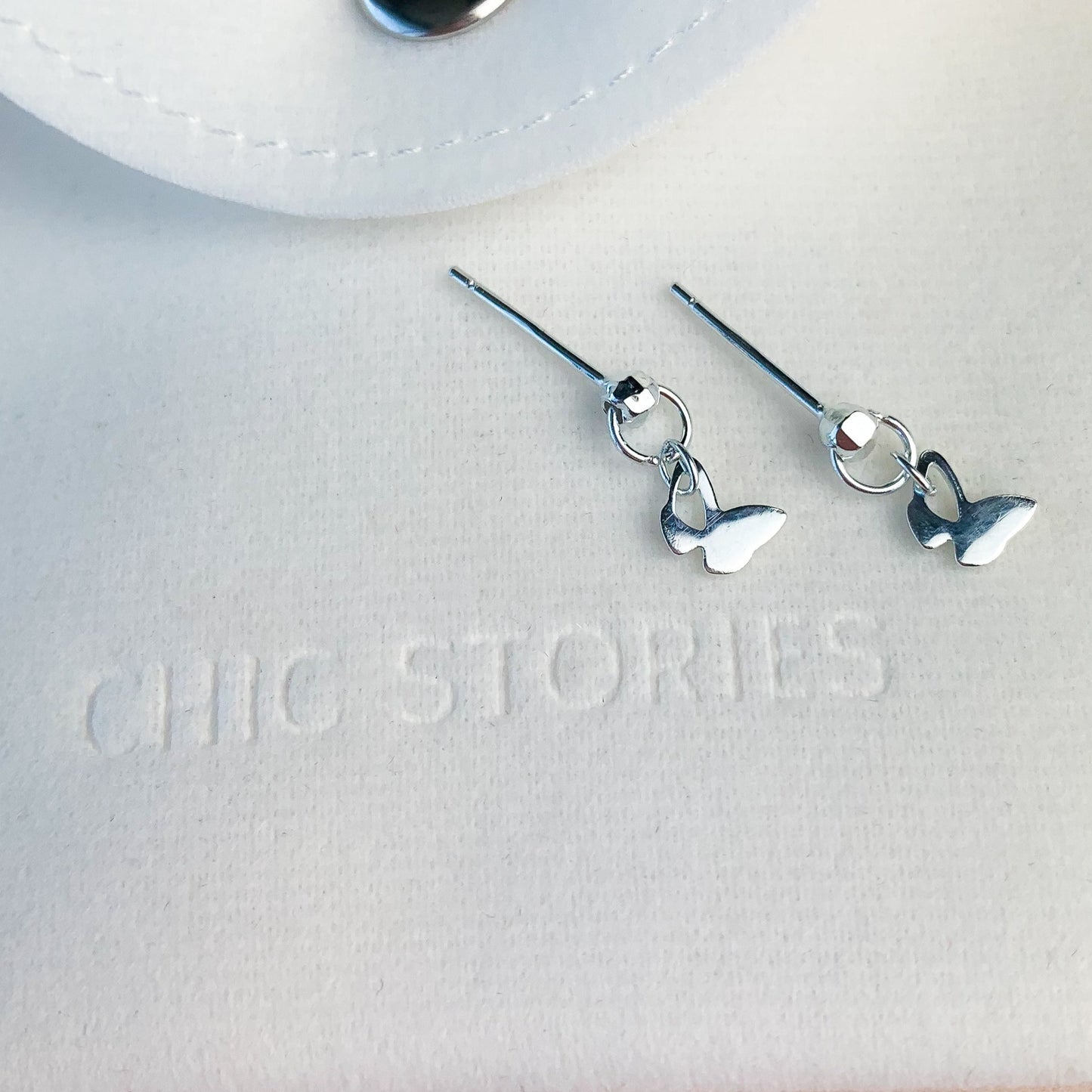 Love Engraved Butterfly Dangle Stud Earrings