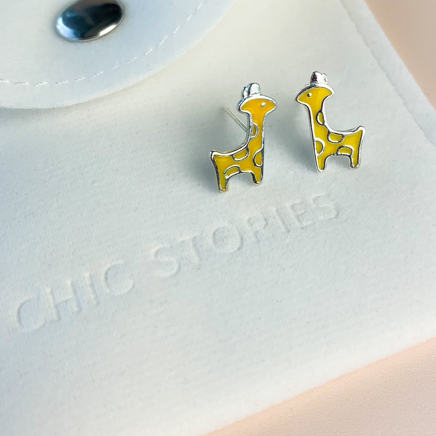 Yellow Giraffe Stud Earrings