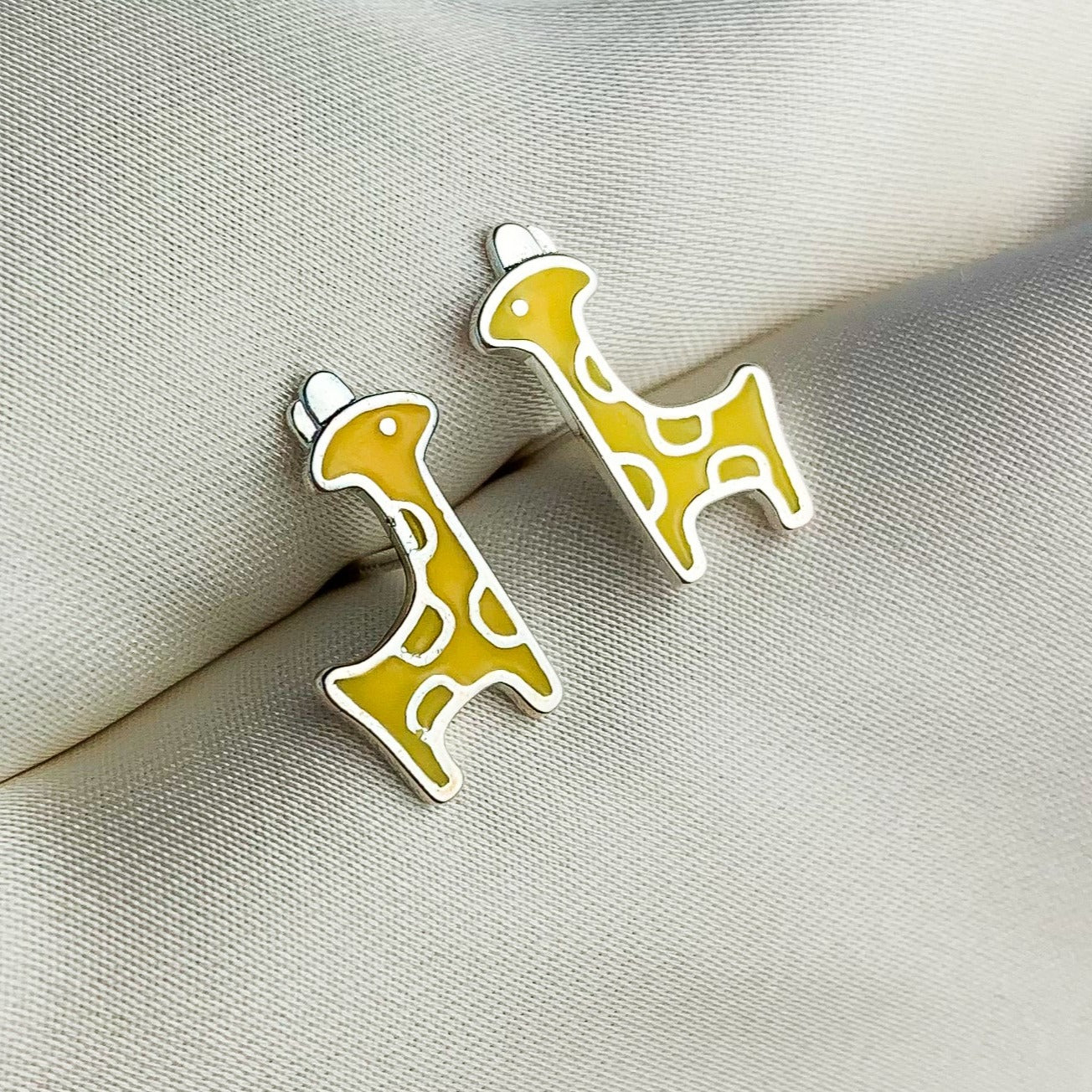 Yellow Giraffe Stud Earrings