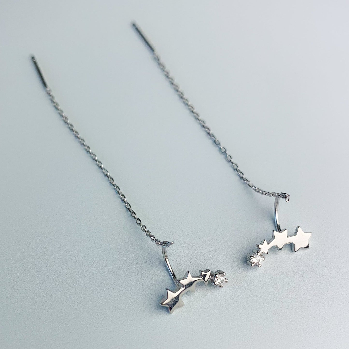 Star and Chain Threader Dangle Earrings