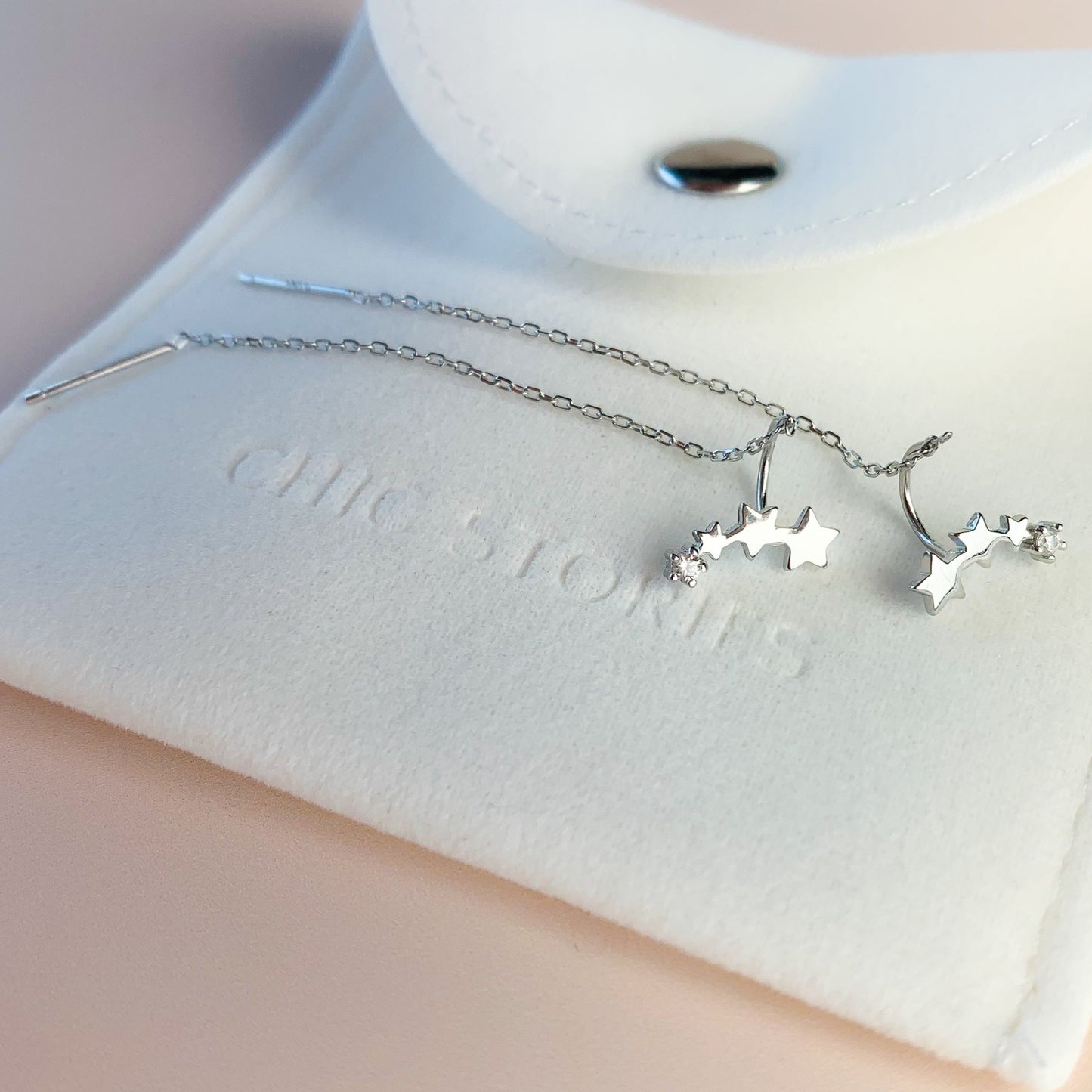 Star and Chain Threader Dangle Earrings