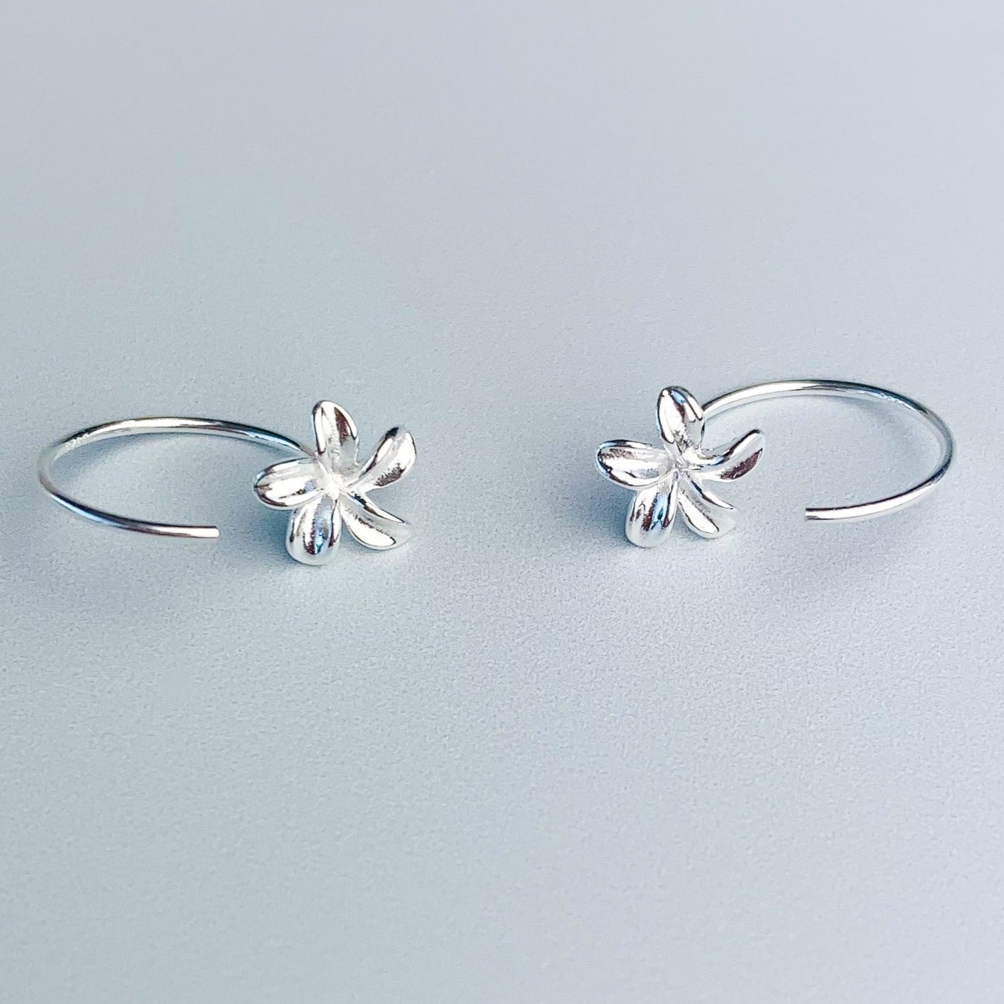 Flower Open Huggie Hoop Earrings
