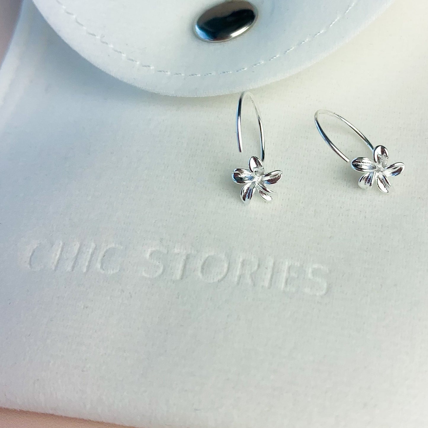 Flower Open Huggie Hoop Earrings