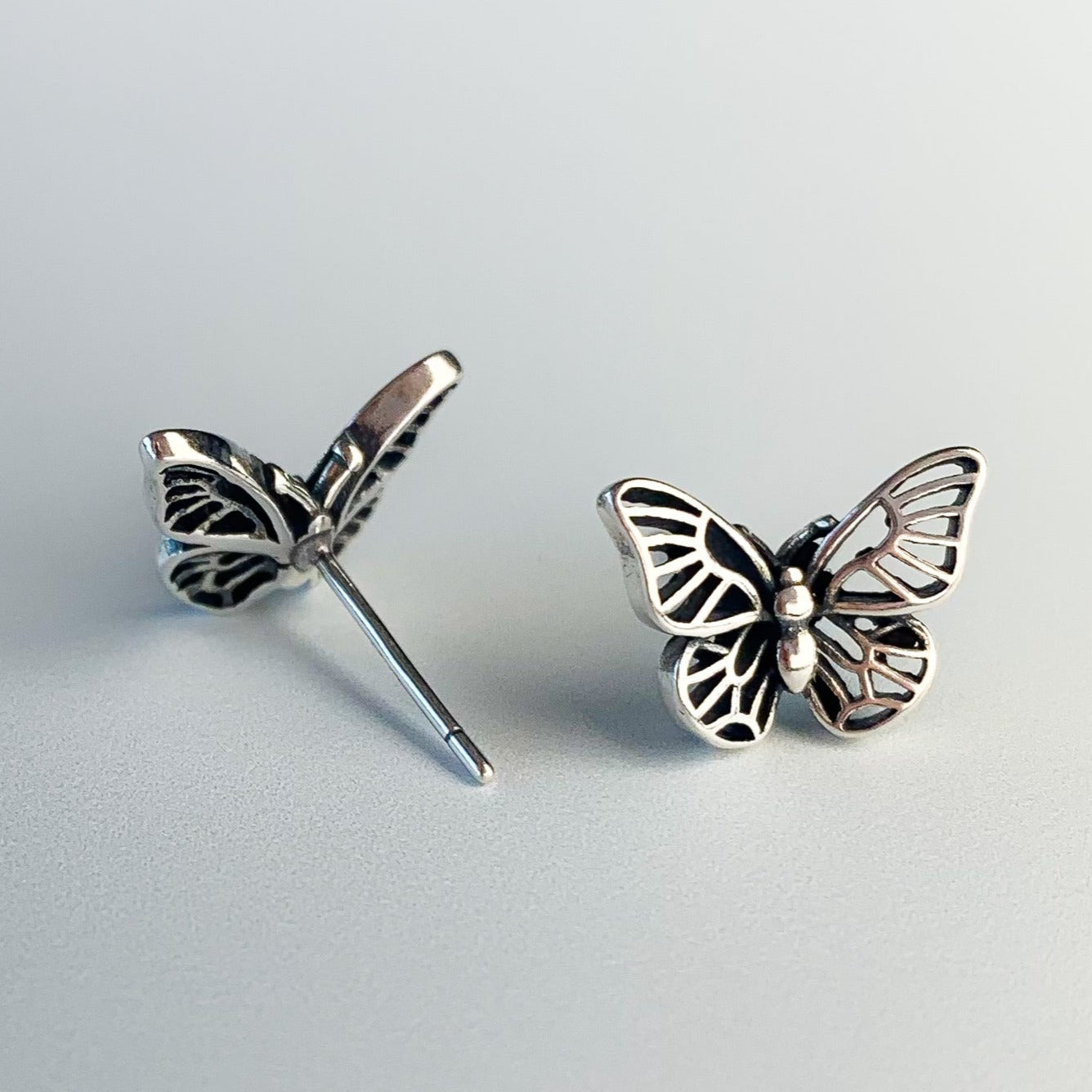 Silver Butterfly Stud Earrings