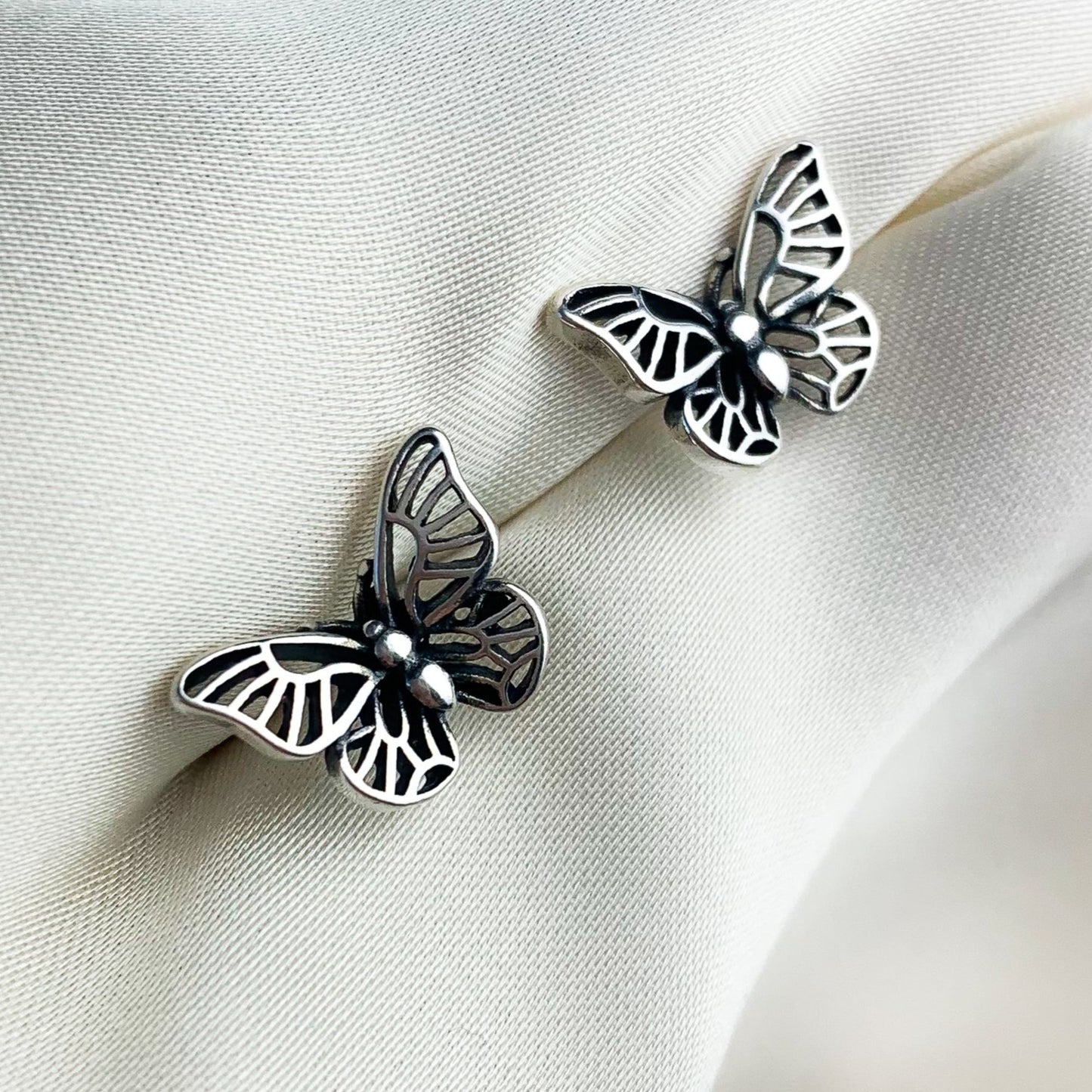 Silver Butterfly Stud Earrings