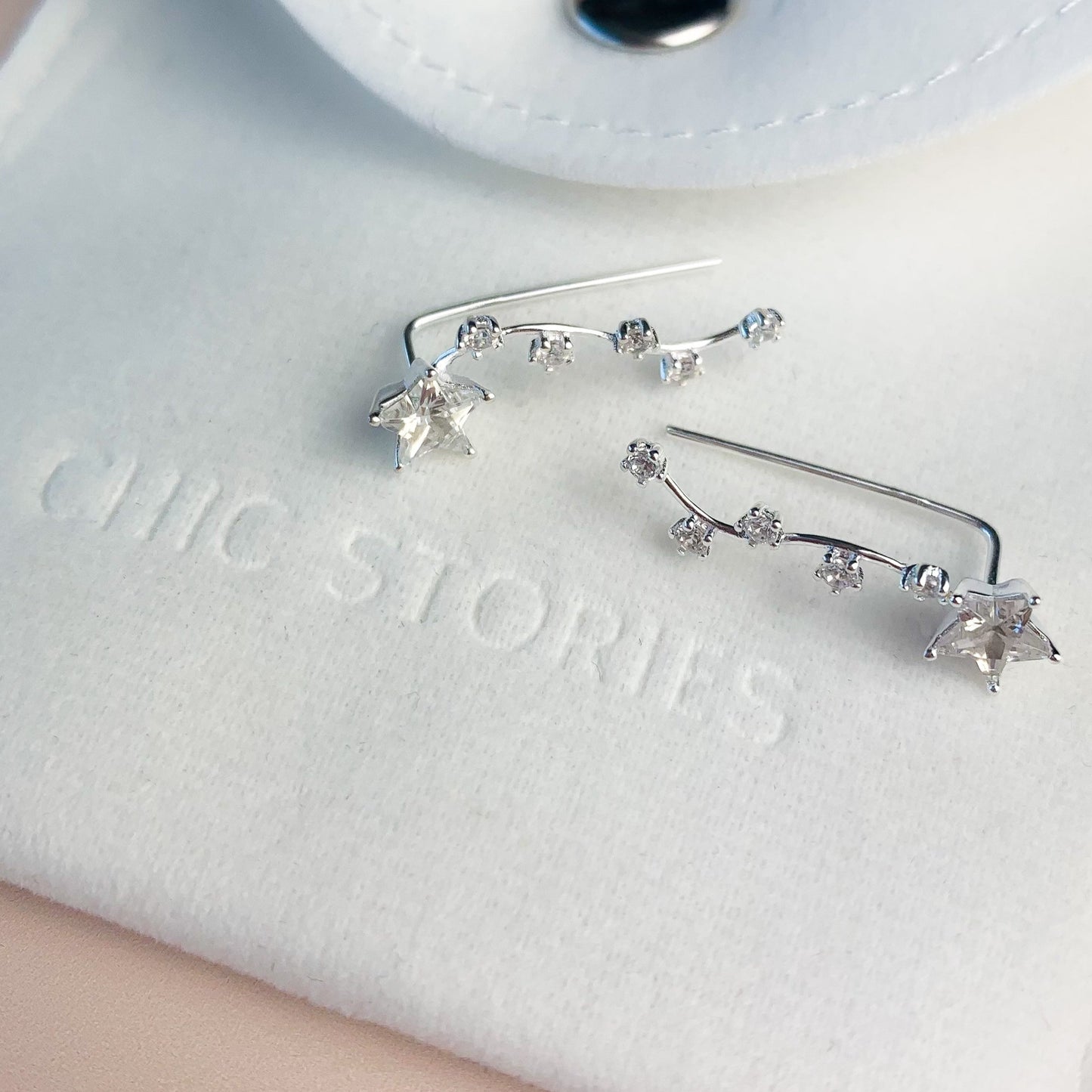 Crystal Star Ear Climber Earrings