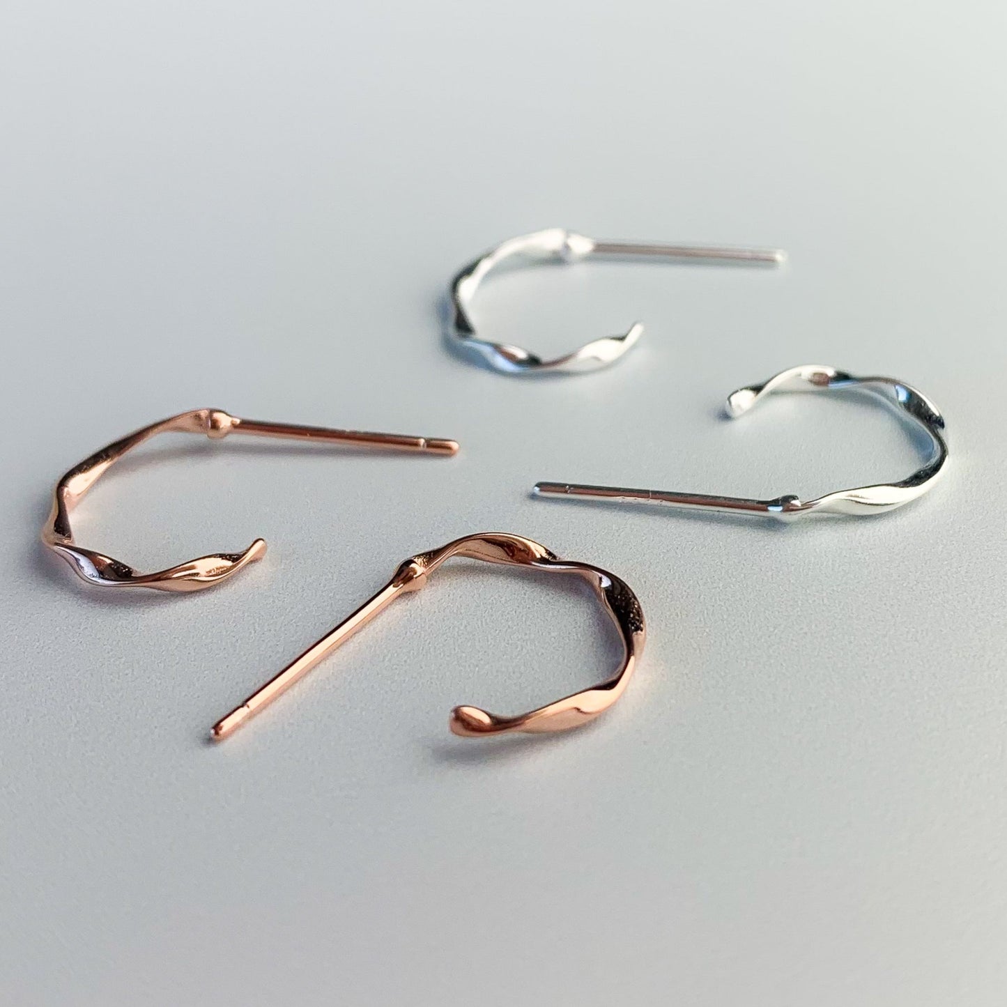 Twisted Open Hoop Stud Earrings