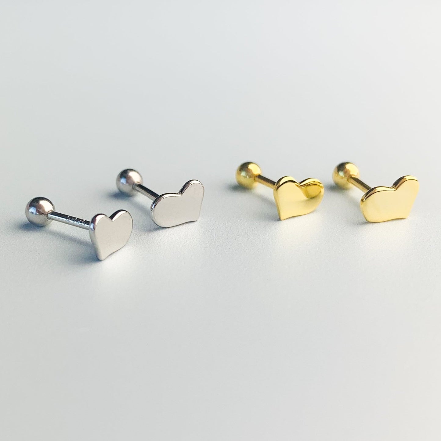 Simple Heart Screw Back Stud Earrings