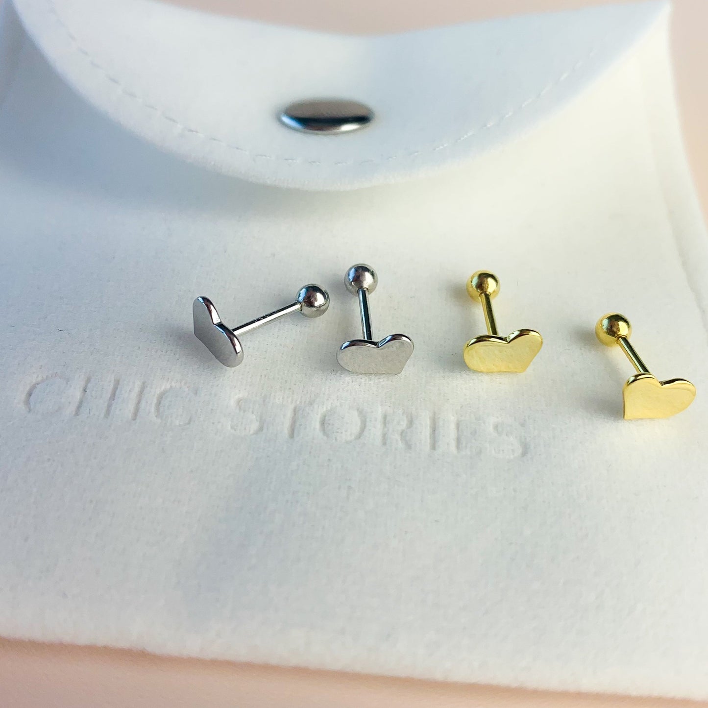 Simple Heart Screw Back Stud Earrings