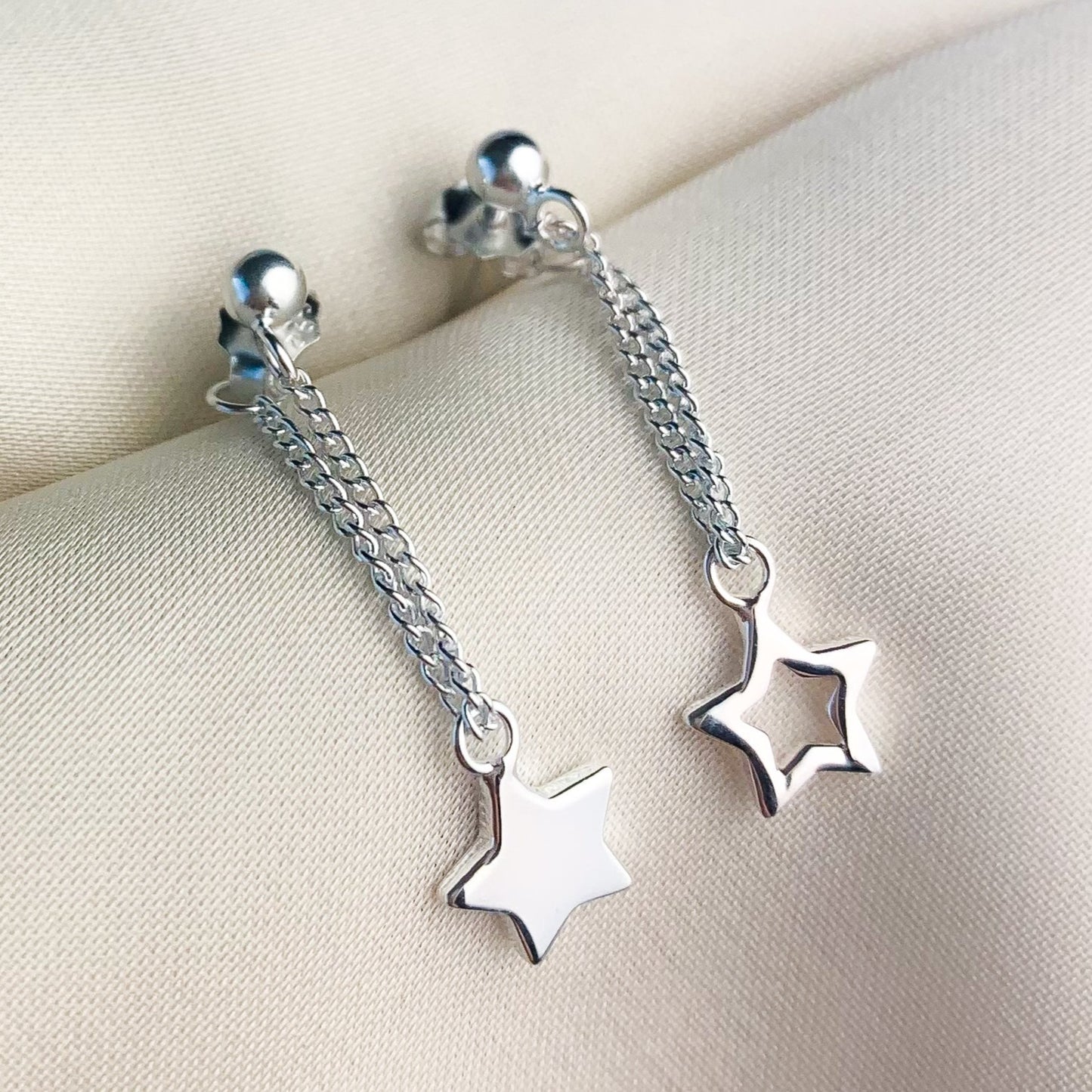 Star Dangle Chain Loop Earrings