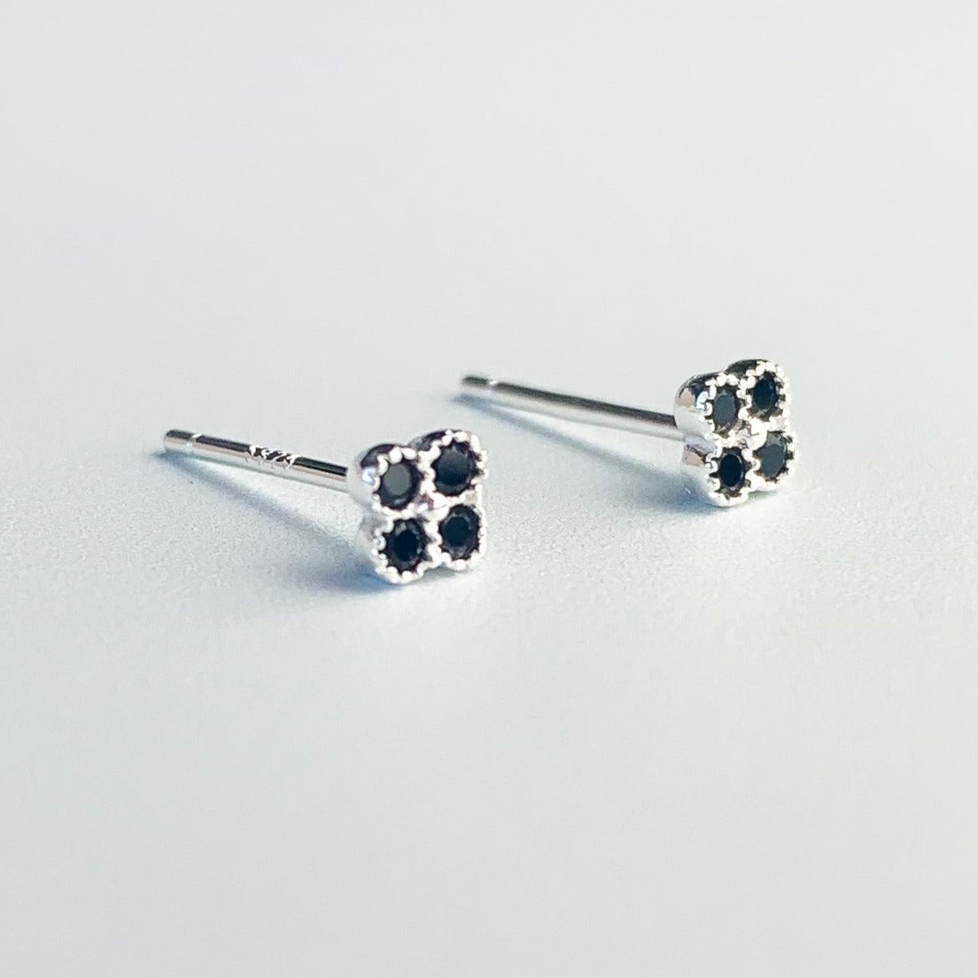 Black Crystal Square Stud Earrings