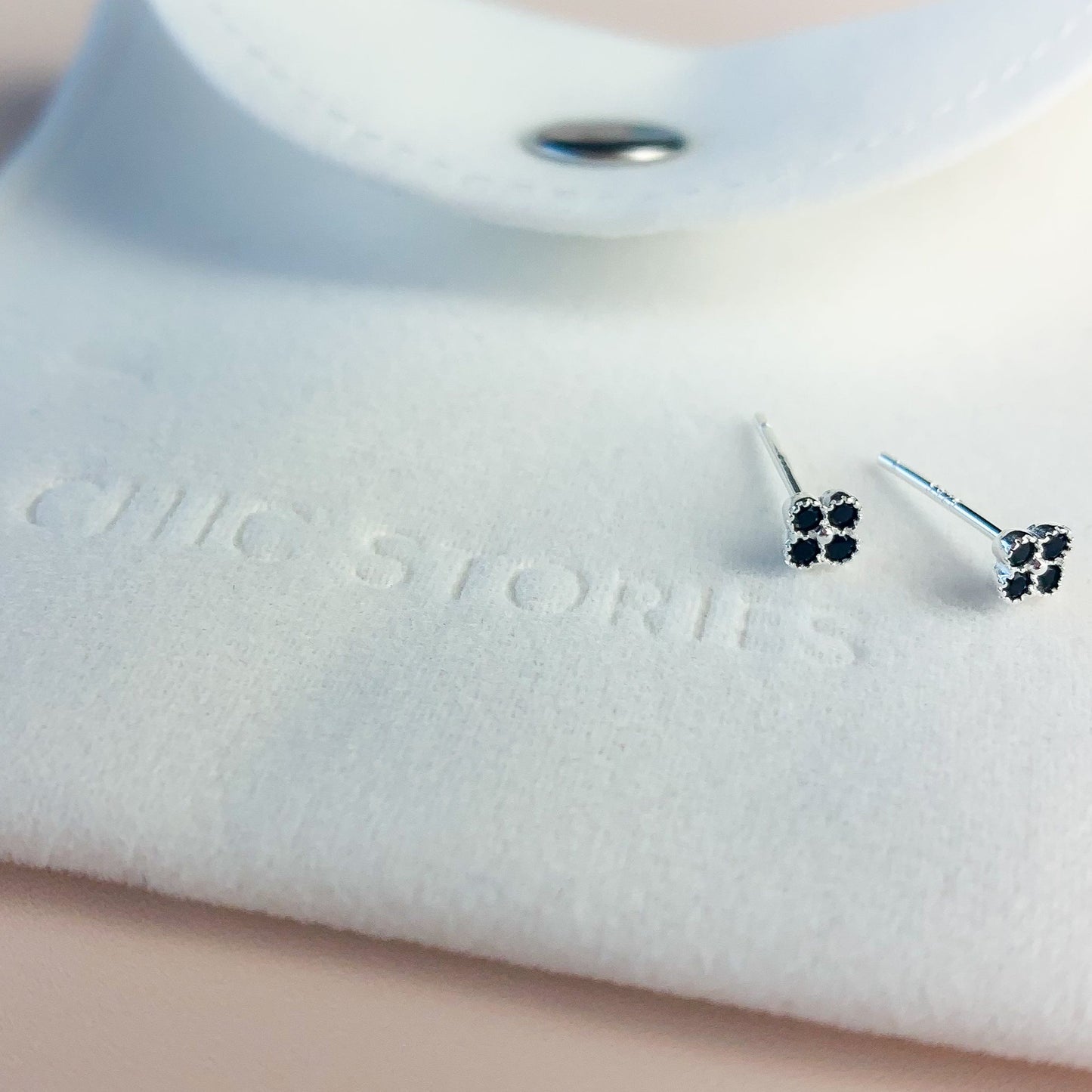 Black Crystal Square Stud Earrings