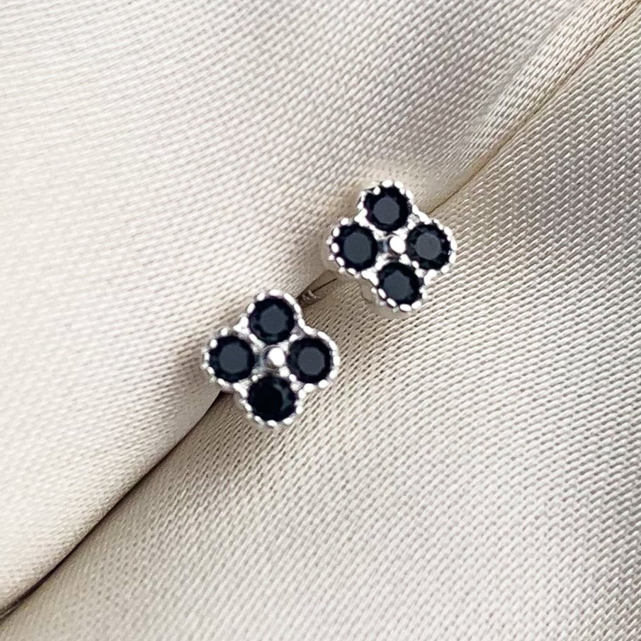 Black Crystal Square Stud Earrings