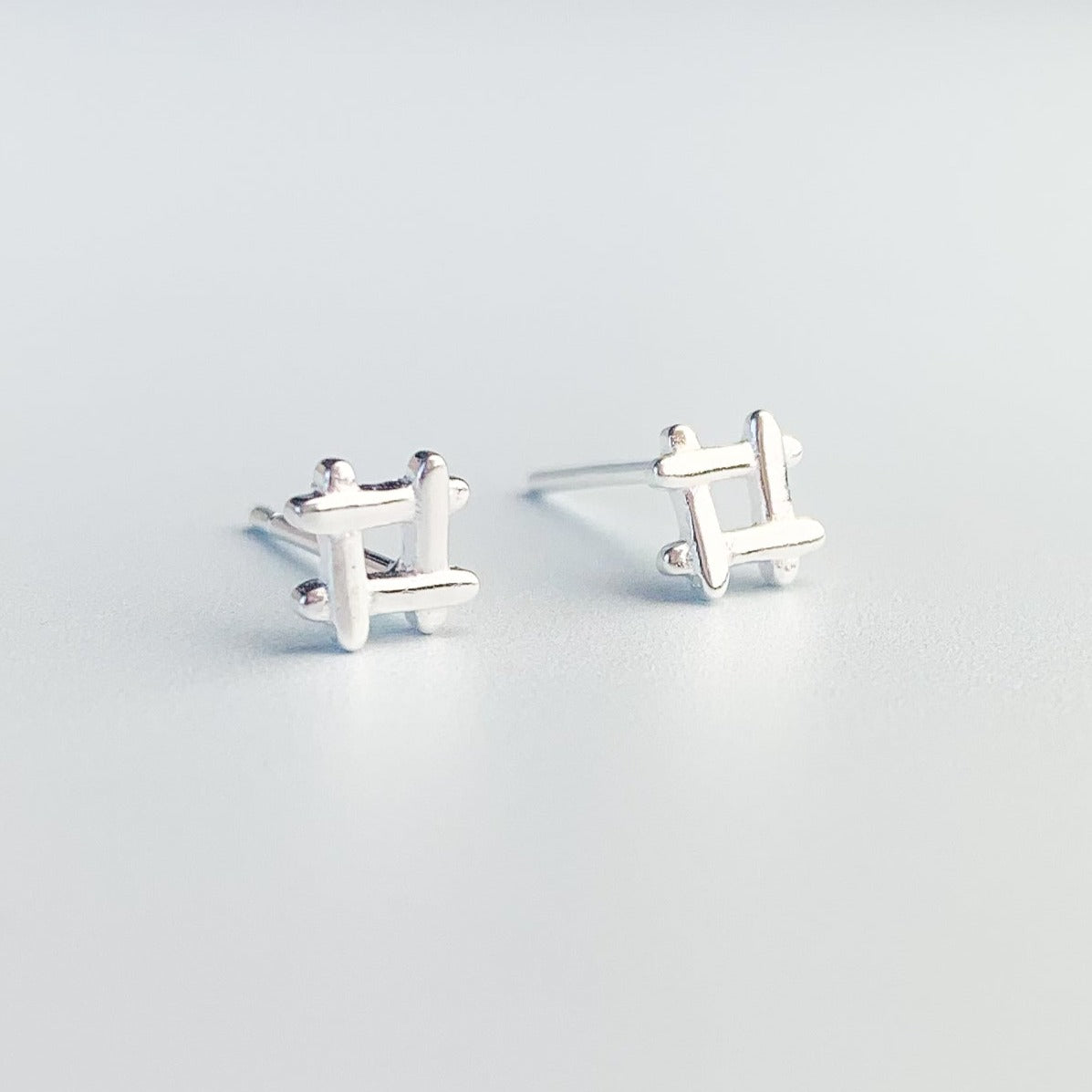 Crosshatch Square Stud Earrings