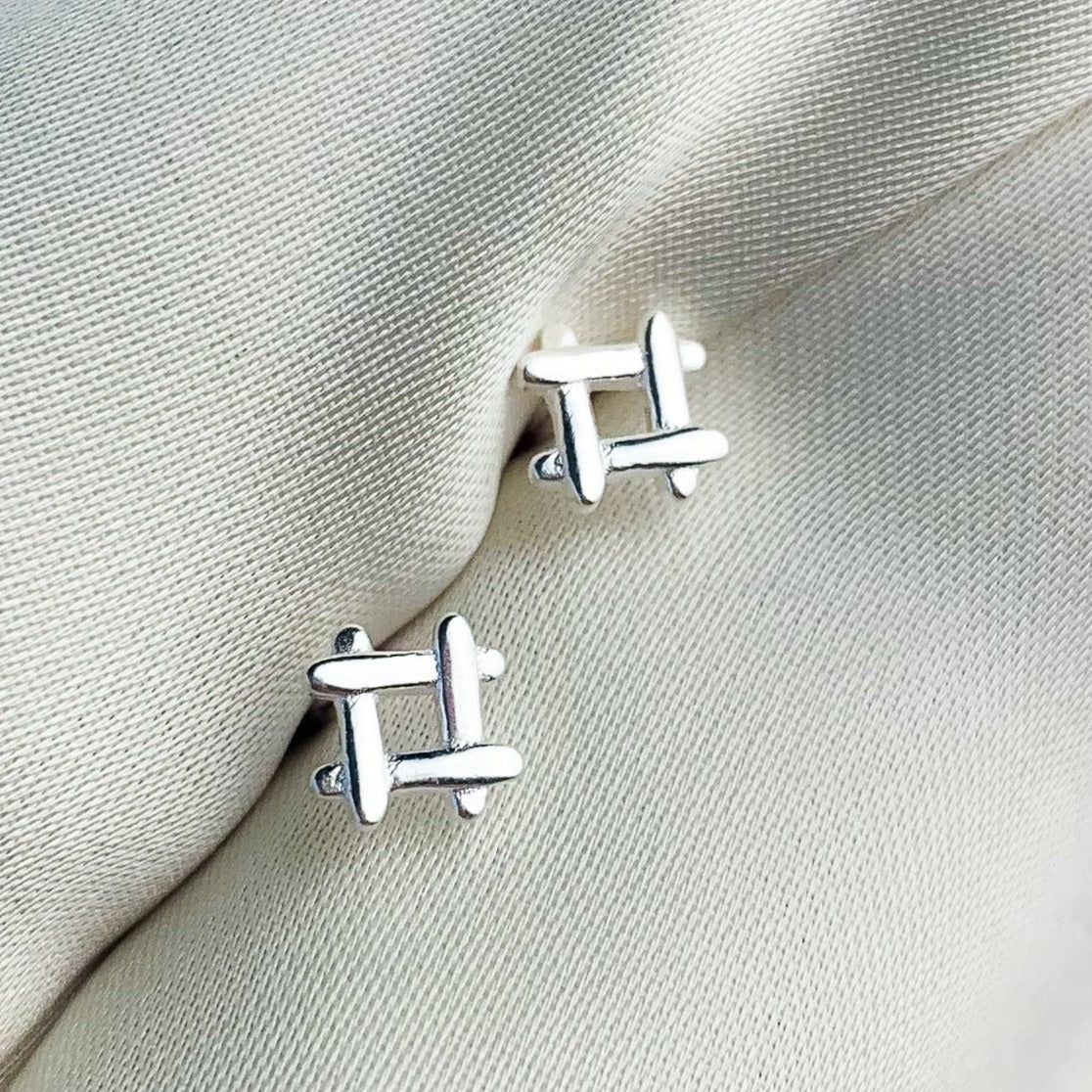 Crosshatch Square Stud Earrings