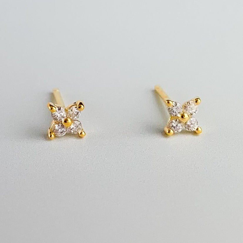 Four Crystal Stud Earrings
