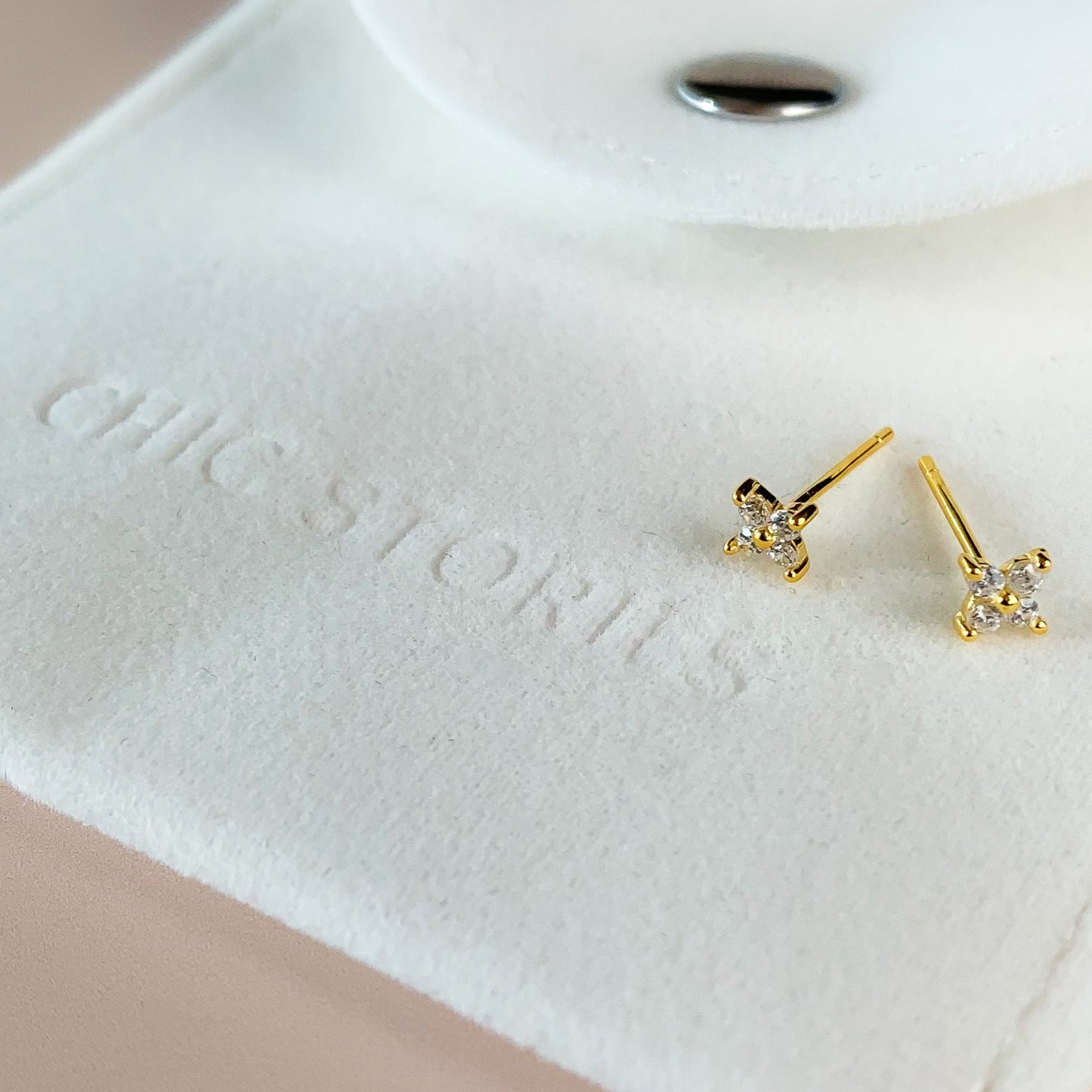 Four Crystal Stud Earrings