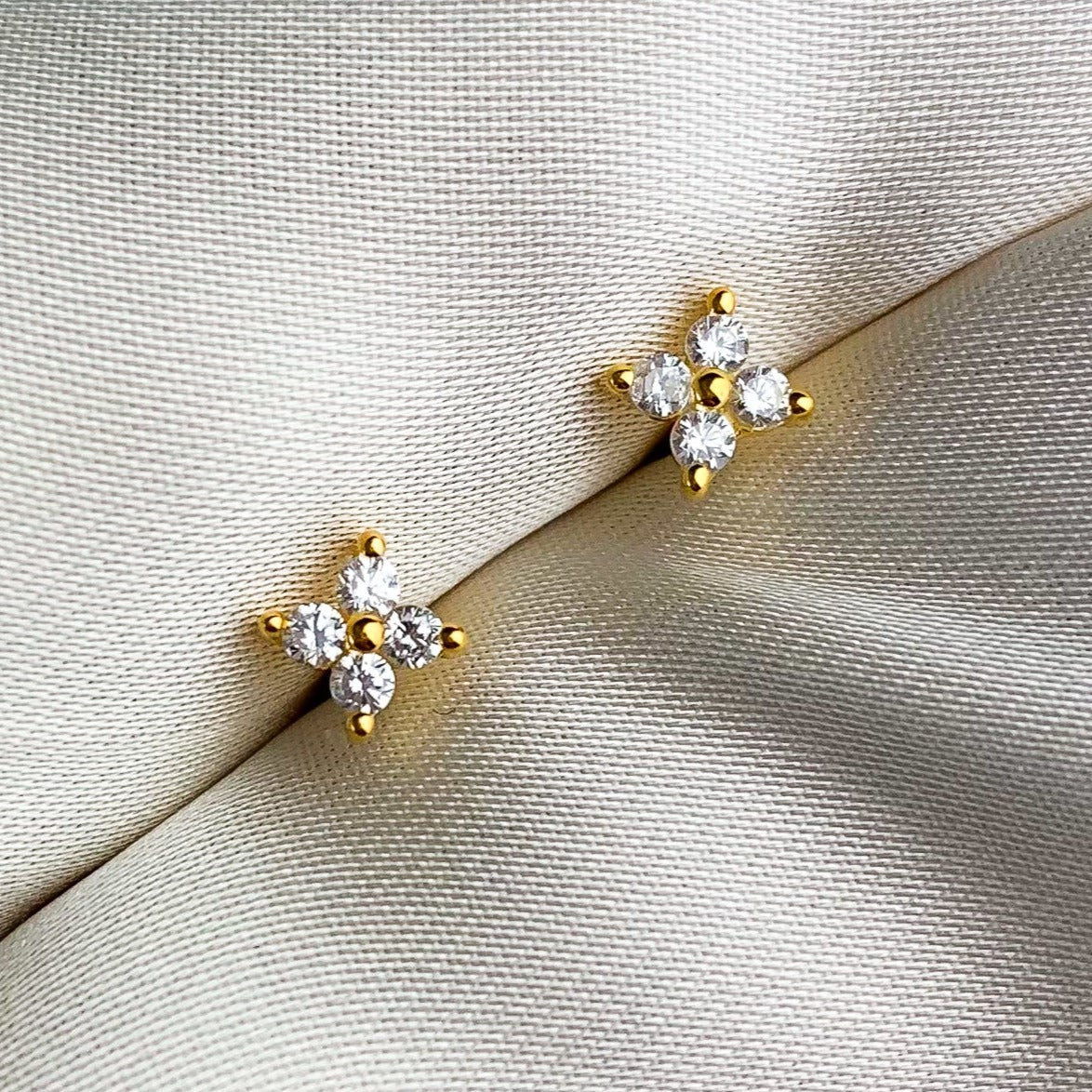 Four Crystal Stud Earrings