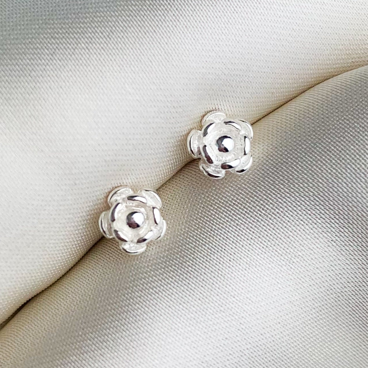 Flower Stud Earrings, Two Sizes